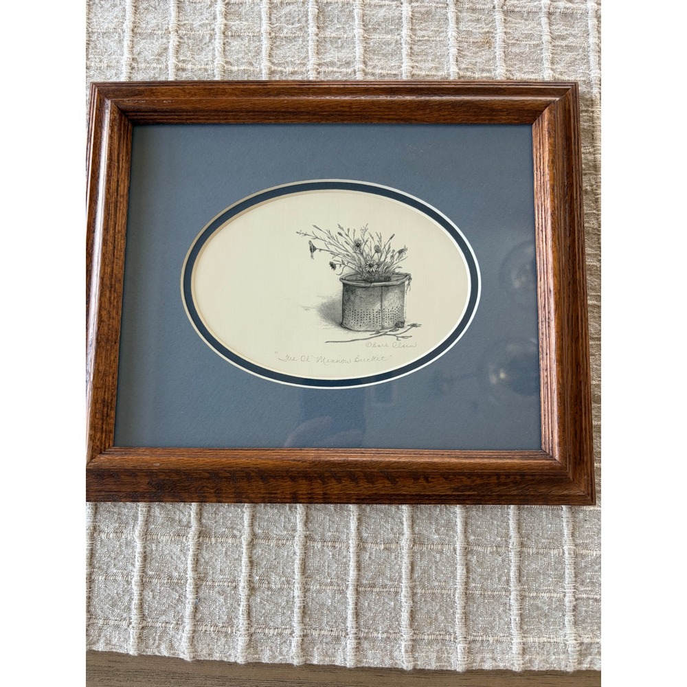 Vintage signed fine art print titled The Ol' Minnow Bucket by artist Barb Olsen